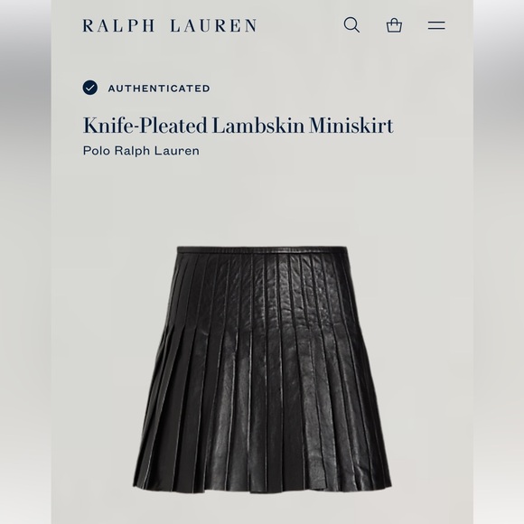 NWT Polo Ralph Lauren Knife-Pleated Lambskin Miniskirt - Picture 16 of 17